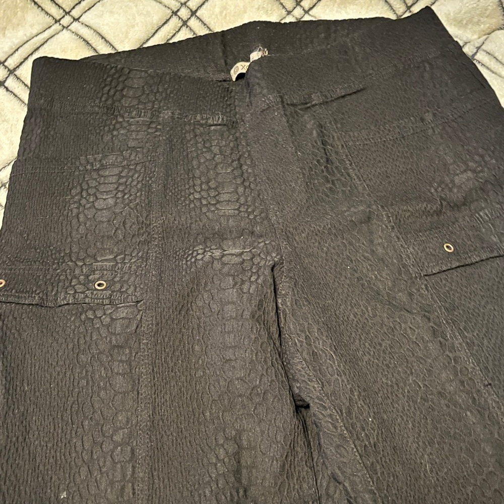 XCVI Black Textured Snake Jacquard Cargo Pants with Snap-Flap Pockets